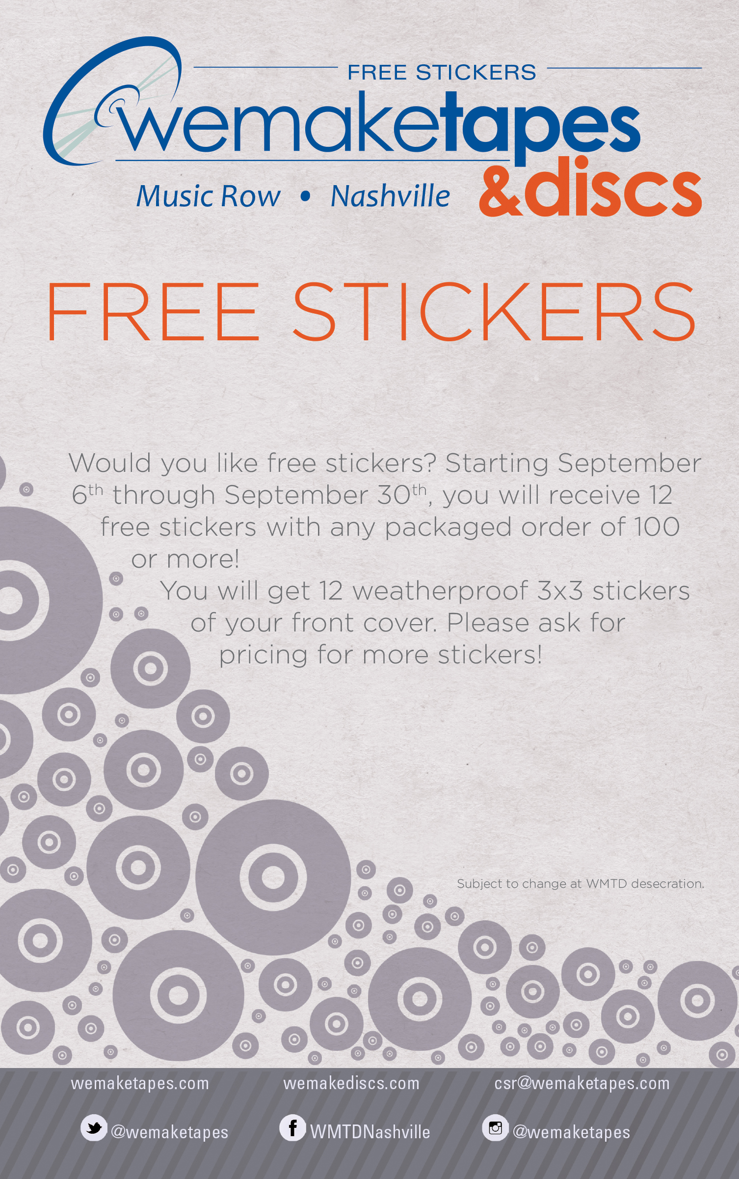 Nashville CD DVD Duplication Replication We Makes Tapes & Discs